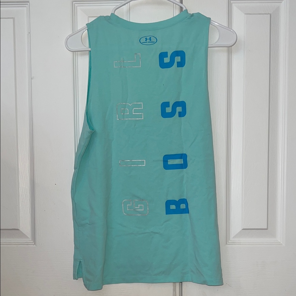 Under Armour Aqua Tank Top with Blue 'Girl Boss' Print